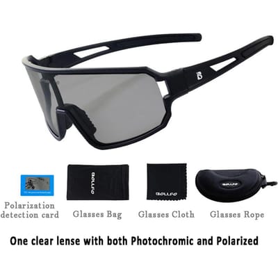 Ultralichte fotochromatische fietszonnebrillen voor heren en dames, UV400-visbrillen, gepolariseerde fietsbrillen, fietsbrillenaccessoires One Size&MULTI gray