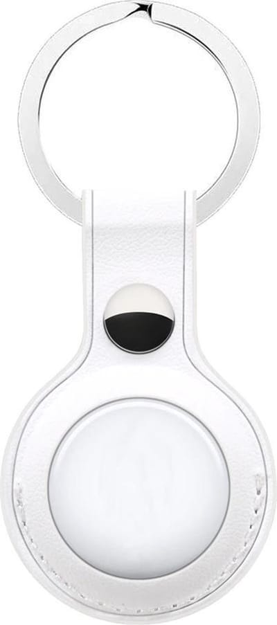 Sleutelhanger geschikt voor Apple AirTag - Premium Leer AirTag hanger - Wit
