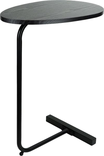 QUVIO Bijzettafel - Ovaal - Banktafel - Bijzettafeltje - Bijzettafeltjes - Modern - Laptoptafel - Zwart - Hout - 30 x 45 x 60 cm