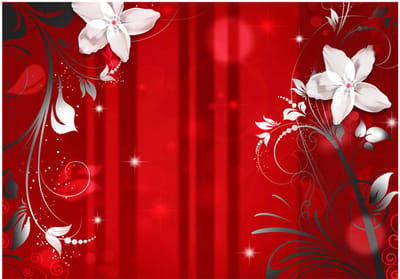 Fotobehangkoning - Behang - Vliesbehang - Fotobehang Sprankelende Bloemen - Flowering scarlet - 400 x 280 cm