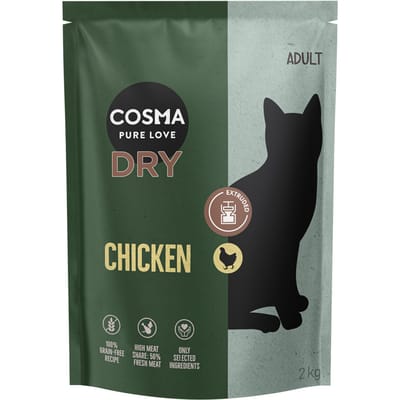 2x2kg Cosma Extruded Droogvoer Kip Katten Droogvoer
