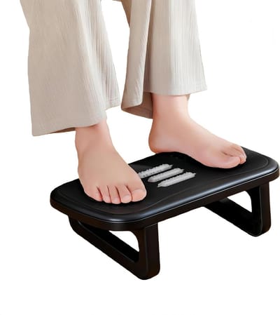 Ergonomische voetensteun - Ondersteunende voetbank - Comfortabel werken - Met massagefunctie - 34 x 25 x 13 cm - Zwart