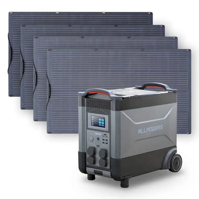 ALLPOWERS Solar Generator Kit 4000W (R4000 + SF200 200W Flexible Solar Panel) - R4000+4PCS SF200 200W Solar Panel