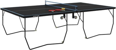 Tafeltennistafel Bundel - Opvouwbare Tafeltennistafel Indoor - Pingpongtafel voor binnen - Speeltoestel voor Binnen - Inclusief Batjes + Balletjes - Inklapbaar - Verrijdbaar - 274x152,5x76cm - Zwart