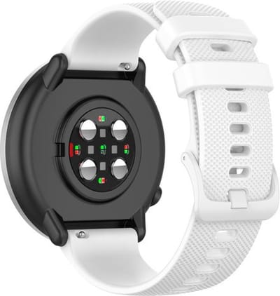 Strap-it Siliconen Bandje 20 mm – Wit – Comfortabel – geschikt voor Samsung Watch Active (2) / Watch 3 41 mm / Watch 42 mm / Watch 4/5/6 (Classic) / Watch 7 (40/44 mm) / Watch FE / Gear Sport / Polar Ignite 1/2/3 / Pacer / Unite / Garmin Vivoactive 5
