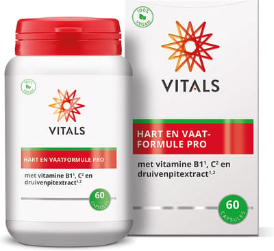Vitals Hart en Vaatformule Pro - 60 capsules. Verbeterde formule met ubiquinol, olijfextract, druivenpitextract en vitamine C.
