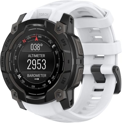 Stravo Robuust Siliconen Sportbandje – Robuust & Slijtvast – Geschikt voor Garmin instinct 3（45mm） – 22mm Bandje – Wit