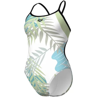 Arena W Light Floral Swimsuit Lace Back black-white Multi