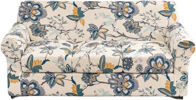 Stretchbare Sofa Cover met 2 Losse Hoezen, Elastische Bescherming voor 3-Zits Bank (Poppies) - Ideaal voor Meubelbescherming en Interieurdecoratie