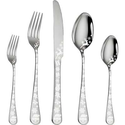 40-delig Goud Zilverwerk Set Service voor 5 Roestvrij Staal Bestek Bestekset met Ronde Rand 20pcs Set