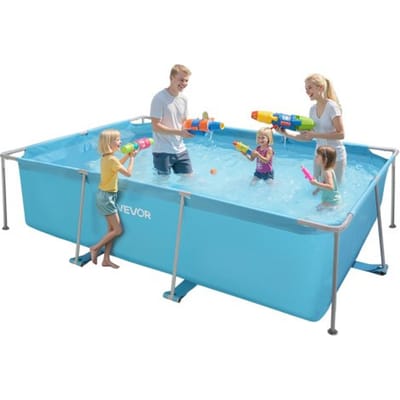 VEVOR Frame Pool, bovengronds zwembad, 3000x2000x762 mm, zwembad met stalen frame, rechthoekig zwembad met stalen frame, zwembad met frame voor in de tuin, tuinzwembad met een watercapaciteit van 3960 liter, voor 4-5 personen, blauw
