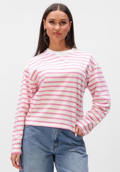 Catwalk Junkie Striped Long Sleeve Truien & vesten Dames - Sweater - Hoodie - Vest- Multi - Maat 40