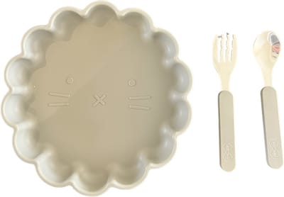 JU&MP Kinderbord Zonnetje met Zuignap en Bestekset - Baby - Kinderservies - Baby Bestek - Groen