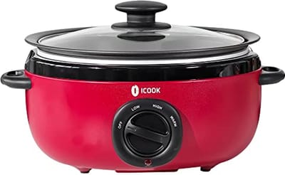 Aluminium Slowcooker 3,5 Liter met Glazen Deksel en Instelbare Temperatuur