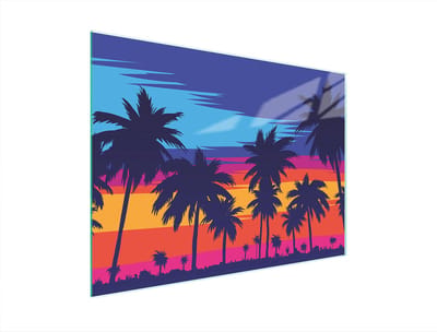 TMK ArtDeko Serie - Snijplank van gehard glas - 40x30 cm - Motief Palm - Antislip