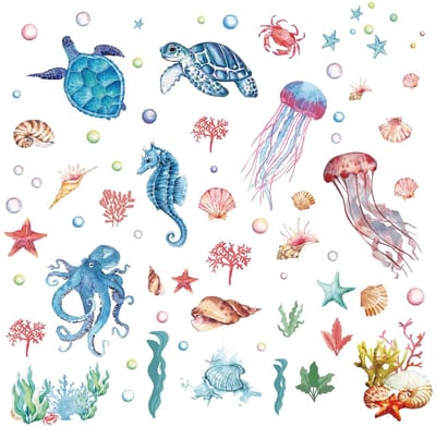 Allecto - Oceaan Raamstickers - Decoratie Stickers - Waterdicht - Zeedieren Stickers - Voor Klaslokaal en Woonkamer
