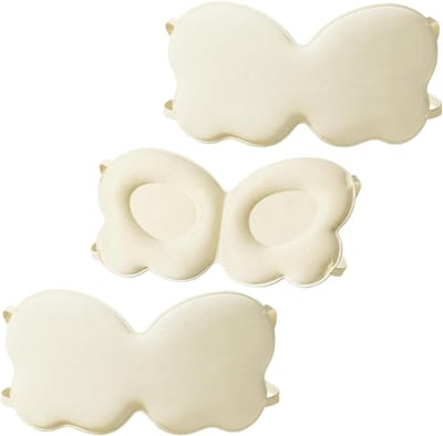 3D-nachtmasker in vlinderdesign, ademend traagschuim slaapmasker voor heren en dames, ideaal voor reizen en thuisgebruik (beige)