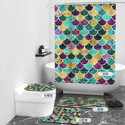 Floraweg Douchegordijn,Shower Curtain,badgordijn,badkamergordijn,Geometrisch roostereffect,-topkwaliteit - digitale printen -Anti Schimmel - Inclusief 12 ringen -met 12 stuks douchegordijnhaken – Waterdicht -Wasbaar- Polyester - 180x200 cm