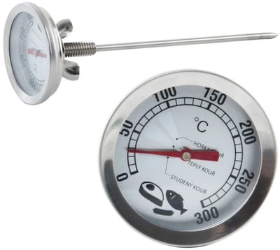 Orion Rookoven Thermometer - RVS - 0°C tot +300°C - Analoge Temperatuurmeter voor Roken en Barbecue - Met Lange Pen - Roestvrij Staal