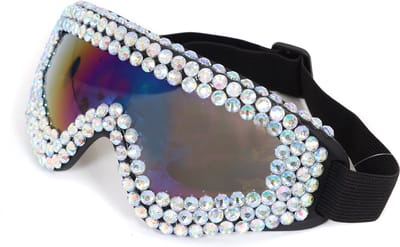 Skibril Strass- Ski Bril - Foute Party - Carnaval - Après Ski - Verkleedaccessoire - Volwassenen - One Size