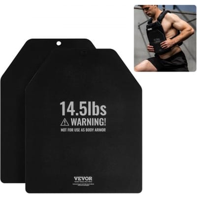 VEVOR Gewichtsschijven voor Gewichtvesten 13,2 kg Set (2 x 6,6 kg), Platte Gewichtsschijven voor Gewichtvesten voor WODs & Functionele Training, Ergonomisch Extra Gewicht voor Krachttraining, Hardlopen & Fitness