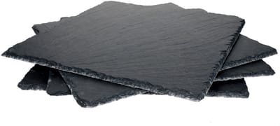 Set van 4 leisteenplaten 30x30cm zwart - 23464620
