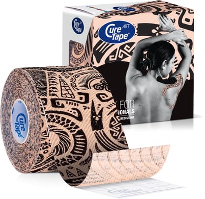 CureTape® Art Tattoo - Kinesiotape met Tattoo print - 5cm x 5m - CureTape Classic met een print - FysioTape - elastiche tape met een tattoo patroon - Gebruikt voor blessures en klachten