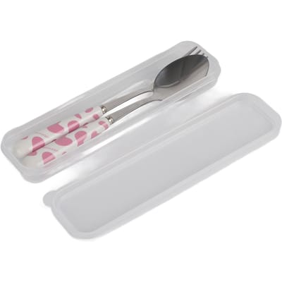 2 STUKS Roestvrijstalen Mes Vork Lepel Keuken Bestek Servies met Doos Kinderset Roze