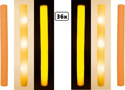36x Foam stick LED licht oranje - Holland Orange festival thema feest party disco led verlichting fun