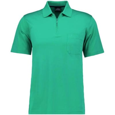 Ragman Uni Easy Care Zipper Poloshirt Pima Cotton Mix Emerald Green / male