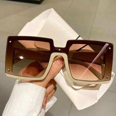 Nouveaux Lunettes de Soleil Mode pour Femmes Carrées Larges Protection UV Style Européen Américain Lunettes Streetwear