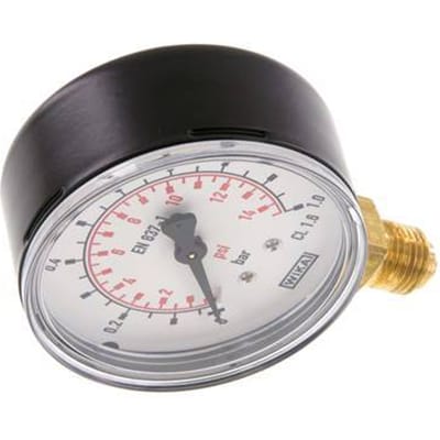 0..1 Bar Manometer Onderaansluiting Staal/Messing 63 mm Klasse 1.6