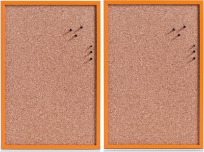 Zeller prikbord incl. punaises - 2x - 40 x 60 cm - oranje - kurk