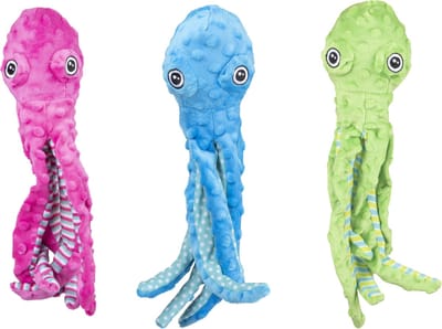 Flamingo hondenspeelgoed – Bubbly Octopus S 35cm – pluche octopus voor honden met squeaker – knuffelspeeltje in meerdere kleuren
