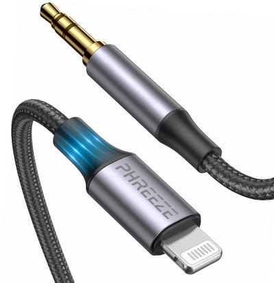 Audiokabel geschikt voor Apple Lightning naar Jack Kabel Auto - Aux Kabel geschikt voor iPhone 14, 13, 12, 11, X naar Auto