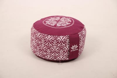 Om Namaste Design Meditatiekussen Zitkussen - Rond - Paars met Wit