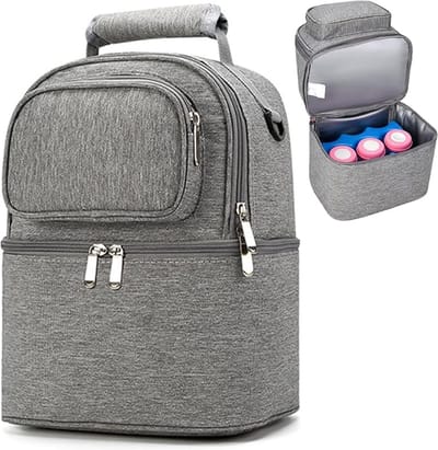 Dutchers.® Luxe Linnen Kolftas - Koeltas Moedermelk - Koeltas voor Onderweg - Opbergruimte voor Afgekolfde Flesjes & Kolfaccessoires - Afgekolfde Melk Bewaren tot +10uur - Thermisch Geïsoleerd - Stijlvol & Praktisch