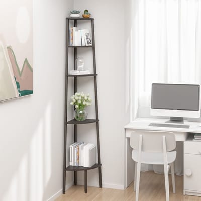 vidaXL - Hoekkastje - met - 5 - schappen - 45,5x31,5x180 - cm - zwart