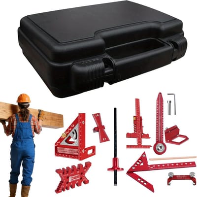 Timmermansgereedschap Set - Meetgereedschap Kit - Nauwkeurig Markeren - Versterkte Middenstructuur - 10 Stuks - Grijs