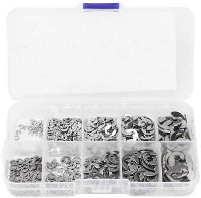 E-Type Elastische Ringen en Veertjes - 580 Stuks Rvs met Opbergdoos voor Klusprojecten en DIY