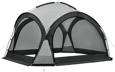 Tuinpaviljoen met Verlichting - Feesttent Buiten - Feestelijke Bijeenkomsten - Geïntegreerd Zonnepaneel - 345x345x247 cm - Donkergrijs