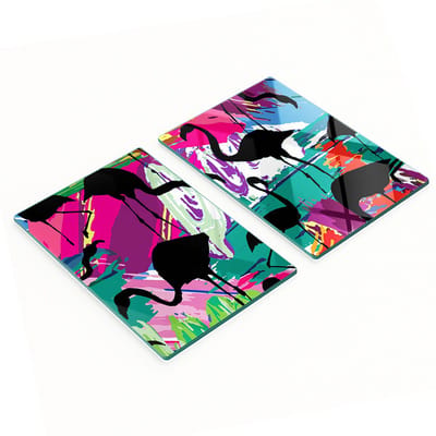 Multifunctionele decoratieve snijplanken van gehard staal voor de keuken, flamingo's, 2x40x52 cm
