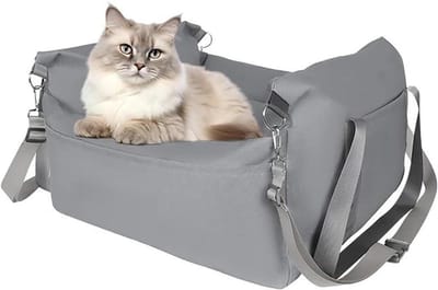 Honden autostoel - Zitverhoger mand - Veilig reizen - Groot gezichtsveld - 48x41x32 cm - Grijs