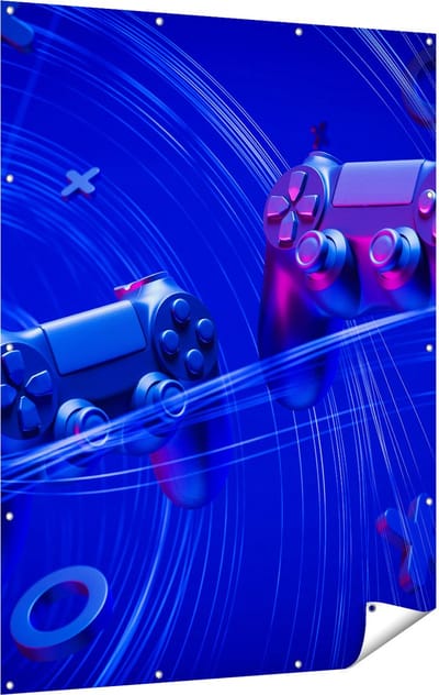 Gards Tuinposter Twee Gaming Controllers - Gamen - 120x160 cm - Tuindoek - Tuindecoratie - Wanddecoratie buiten - Tuinschilderij