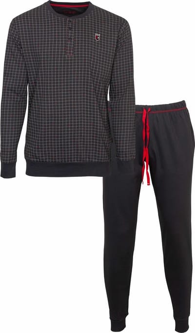 MEQ Heren Pyjama - Nachtkleding - 100% Katoen - Donkergrijs - Maat XXL