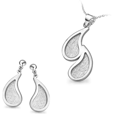 Orphelia Dames 925 Sterling Zilveren Set: Ketting-Hanger + Oorbellen - Zilver SET-5060