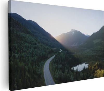 Artaza Canvas Schilderij Landschap - 30x20 cm - Klein - Wanddecoratie Bergen - Muurdecoratie Meer - Kamer Accessoires Natuur