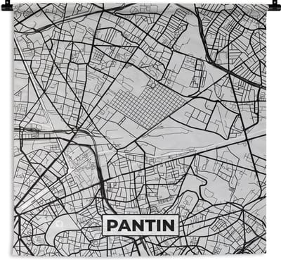 Wandkleed - Wanddoek - Kaart - Stadskaart - Frankrijk - Pantin - Plattegrond - 180x180 cm - Wandtapijt