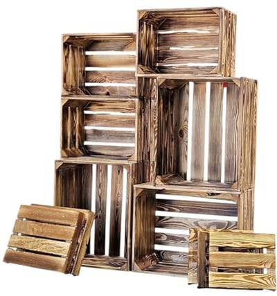 Vintage Houten Fruitkisten voor Meubelbouw en Decoratie - Set van 6 Stuks