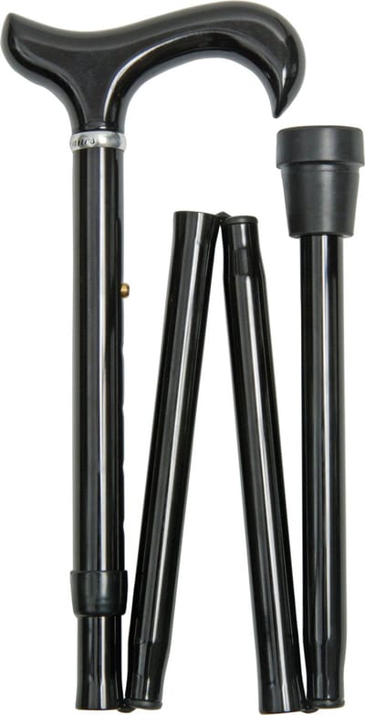 Classic Canes Opvouwbare wandelstok - Zwart - XL wandelstok - Derby handvat - Verstelbaar - Lengte 90 - 100 cm - Aluminium - Gewicht 405 gram - Diameter wandelstok 19 mm - Heren en dames - Wandelstokken - Inklapbare wandelstok - Wandelstok opvouwbaar